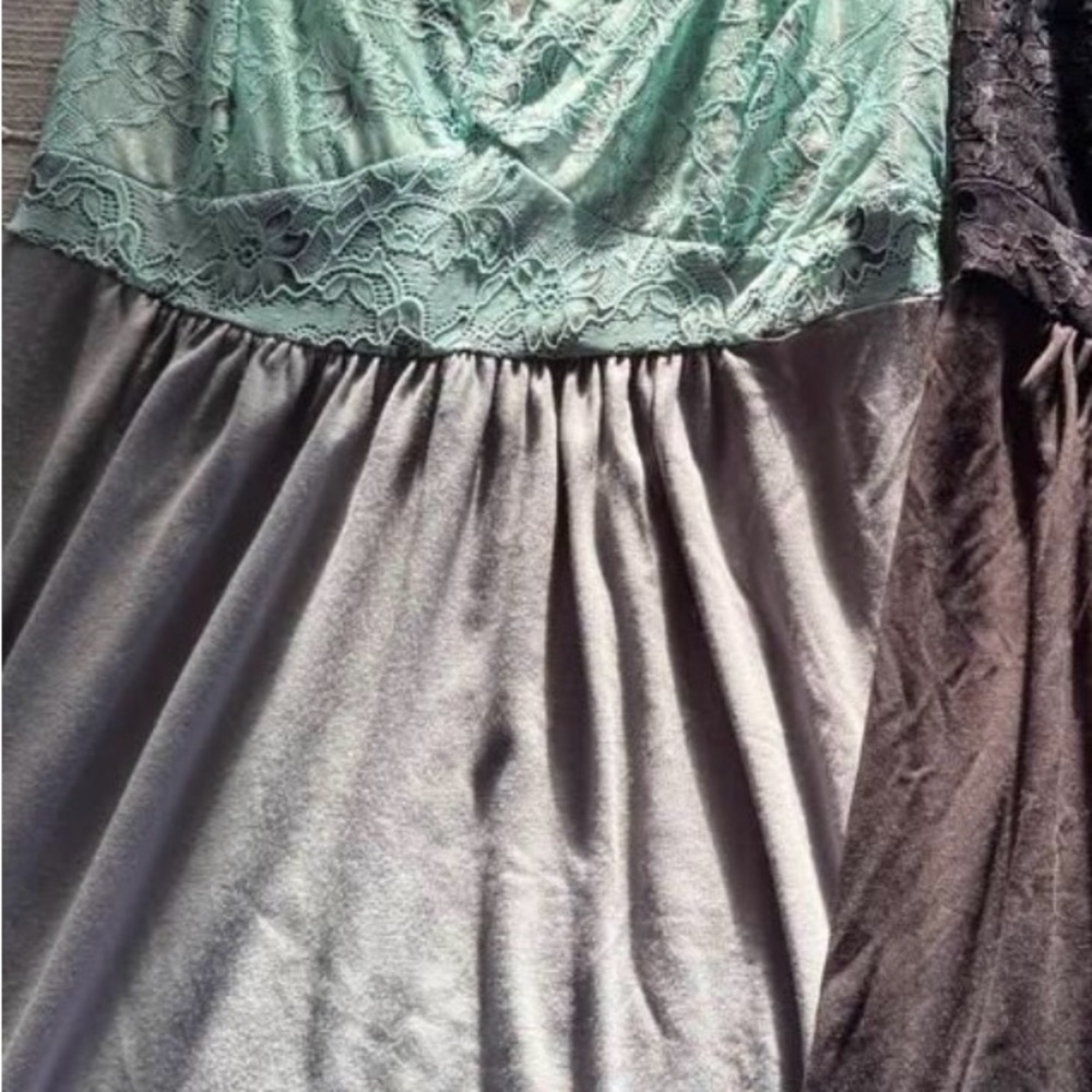 Kindred Bravely Grey Nursing Tank with Mint Lace Trim